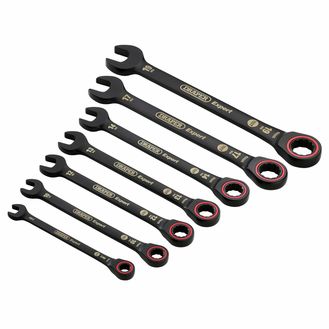Draper Expert 03895 HI-TORQ® Metric Ratchet Combination Spanner Set, Black (7 Piece)