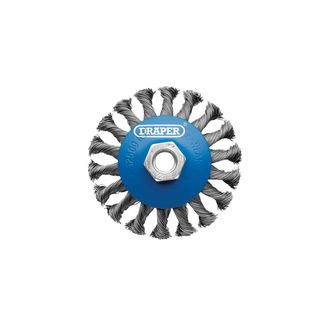 Draper 08062 Steel Bevelled Twist-Knot Wire Wheel Brush, 100mm, M14