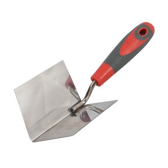 Faithfull Internal Corner Trowel Stainless Steel Soft Grip Handle 4 x 3 x 3in