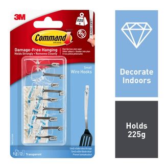 Command™ 7100108968 Clear Wire Hooks With Strips