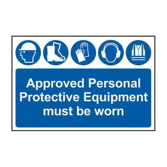 Scan Approved PPE Must Be Worn - PVC Sign 600 x 400mm