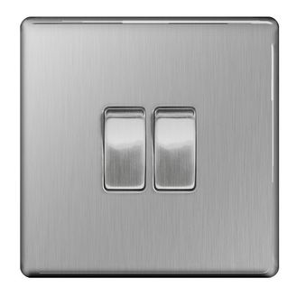 BG FBS42-01 Light Switch 10ax Plate 2 Switch