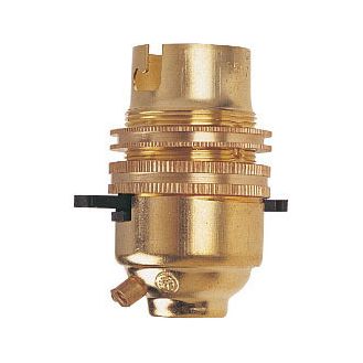 Dencon 101K BC Brass 1/2" Switched Lampholder with Earth