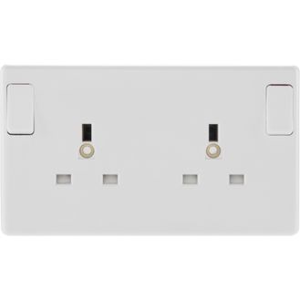 Nexus MWA 822-01 2 Gang White Round Edge Single Pole Switched Socket