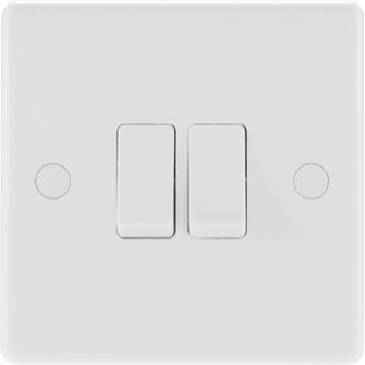 Nexus 2 Gang 2 Way White Round Edge Switch