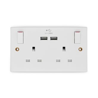 Securlec SL9120 White Two Gang Switched Socket