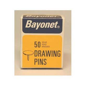 Bayonet 10404 50 Drawing Pins, Solid Head Brassed