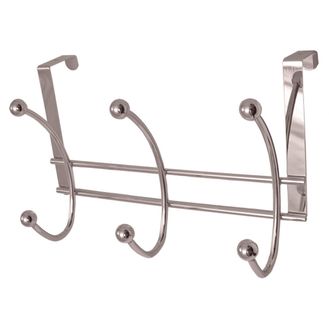 Headbourne HR3140C 6 Polished Chrome Ball Hooks on Polished Chrome Over The Door Hanger