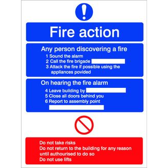House Nameplate Co PVC21 Fire Action Sign