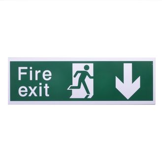 House Nameplate Co PVC9 Fire Exit With Arrow Back