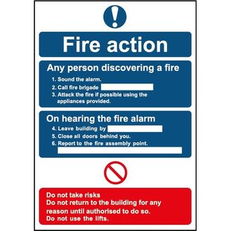 Securit SMT921 Smiths Smt921 Fire Action Sign 148mmx210mm