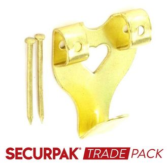 Securpak Trade Pack T10071 Double Picture Hooks &amp; Pins Brass Plated No.3