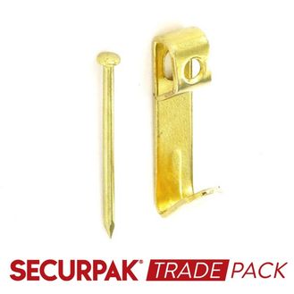Securpak Trade Pack T10072 Sngl Picture Hooks &amp; Pins Brass Plated No.2