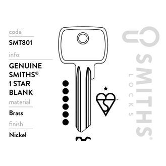 Smiths Locks SMT801 1 Star Euro Cylinder 6 Pin Key Blank