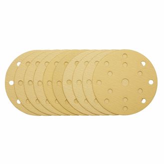 Draper 08473 Gold Sanding Discs with Hook &amp; Loop, 150mm, 120 Grit, 15 Dust Extraction Holes (Pack of 10)
