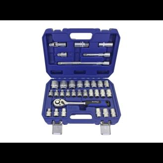 BlueSpot Tools 1/2in Hex &amp; 12 Point Socket Set, 32 Piece