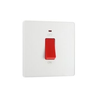 BG PCDCL74W-01 45a Double Pole Square Plastic Cooker Switch With LED