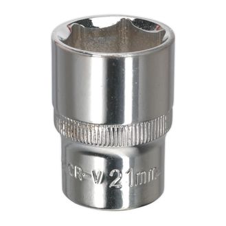 Sealey SP1221 WallDrive&amp;reg; Socket 21mm 1/2"Sq Drive Fully Polished