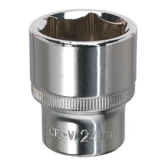 Sealey SP1224 WallDrive&amp;reg; Socket 24mm 1/2"Sq Drive Fully Polished