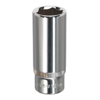 Sealey SP1414D WallDrive&amp;reg; Socket 14mm Deep 1/4"Sq Drive Fully Polished