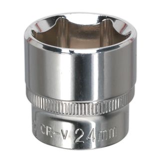 Sealey SP3824 WallDrive&amp;reg; Socket 24mm 3/8"Sq Drive Fully Polished