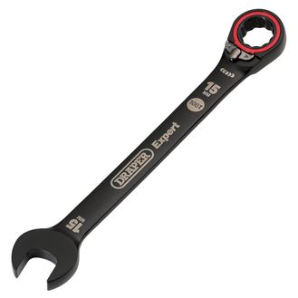 Draper 03905 Draper Expert HI-TORQ&amp;#174; Metric Reversible Ratchet Combination Spanner, 15mm, Black
