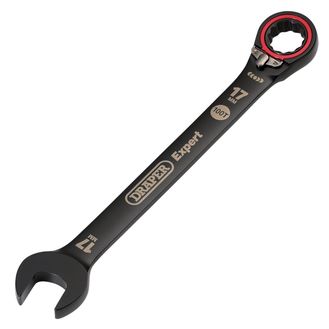 Draper 03907 Draper Expert HI-TORQ&amp;#174; Metric Reversible Ratchet Combination Spanner, 17mm, Black