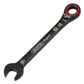 Draper 03908 Draper Expert HI-TORQ&amp;#174; Metric Reversible Ratchet Combination Spanner, 18mm, Black