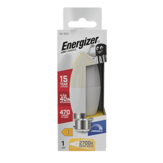 Energizer S29767 Led Cndle 470lm Opal B22 Dimmable