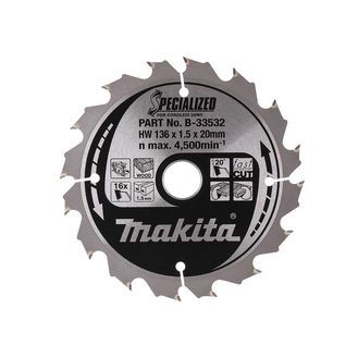 Makita B-33532 Specialized for Cordless Saws Blade 136 x 20mm x 16T
