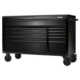 Draper 28077 BUNKER® 10 Drawer Workbench Roller Tool Cabinet with Black Stainless Steel Worktop, 56"