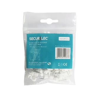 Securlec SL9237 Cable Clip Flat White 3.5mm Bagged