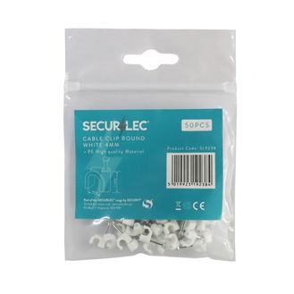 Securlec SL9238 Cable Clip Round White 4mm Bagged