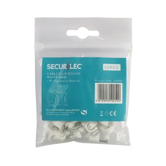 Securlec SL9252 Cable Clip Round White 8mm Bagged