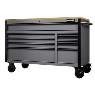 Draper 31760 BUNKER® 10 Drawer Workbench Roller Tool Cabinet, 56", Light Grey