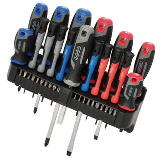 Draper 31672 Screwdriver Set with Wall Mountable Rack (37 Piece)