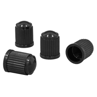 Sealey Plastic Valve Caps 4pc - Black VCP4