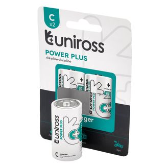 Draper 21611 Uniross LR14 C Power Plus Alkaline Batteries (Pack of 2)