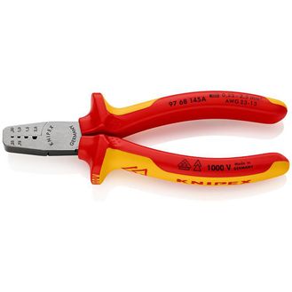 Draper 34651 KNIPEX 97 68 145 A VDE Crimping Pliers for Wire Ferrules, 145mm
