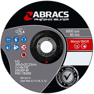ABRACS 'Phoenix Silver' Depressed Centre Metal Cutting Discs - INOX