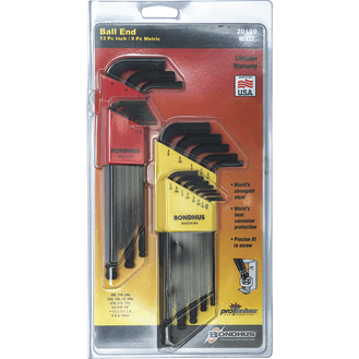 BONDHUS Ball Hex Driver Sets - Metric &amp; Imperial Twin Pack