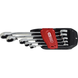 KS TOOLS 'DUO GEARplus<sup>&amp;reg;</sup>' Reversible Ratchet Ring/Open-End Combi Spanners with Open Jaw Ratchet Function Set