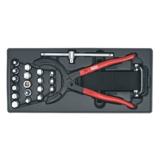 Sealey TBT28 Tool Tray with Oil Filter Wrench, Pliers &amp; Drain Plug Set 21pc
