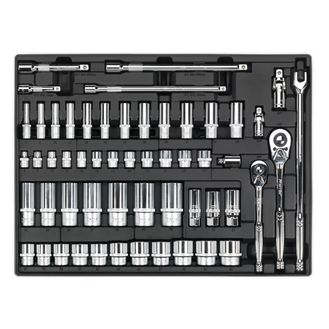Sealey TBT31 Tool Tray with Socket Set 55pc 3/8" &amp; 1/2"Sq Drive