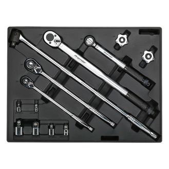 Sealey TBT32 Tool Tray with Ratchet, Torque Wrench, Breaker Bar &amp; Socket Adaptor Set 13pc
