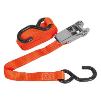 Sealey TD0845S Ratchet Tie Down 25mm x 4.5m Polyester Webbing with S Hook 800kg Load Test