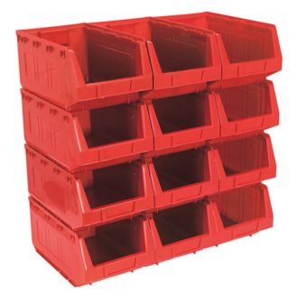 Sealey TPS412R Plastic Storage Bin 210 x 355 x 165mm - Red Pack of 12