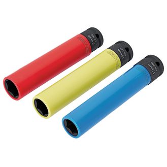 Draper 07121 Extra Long Alloy Wheel Nut Socket Set, 1/2" Sq. Dr. 150mm (3 Piece)