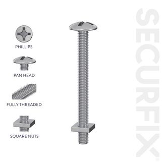 Securfix T10952C Roofing Bolts With Nuts