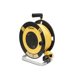 STANLEY® Electrical Open Drum Cable Reel 240V 13A 4-Socket + 2 USB 50m